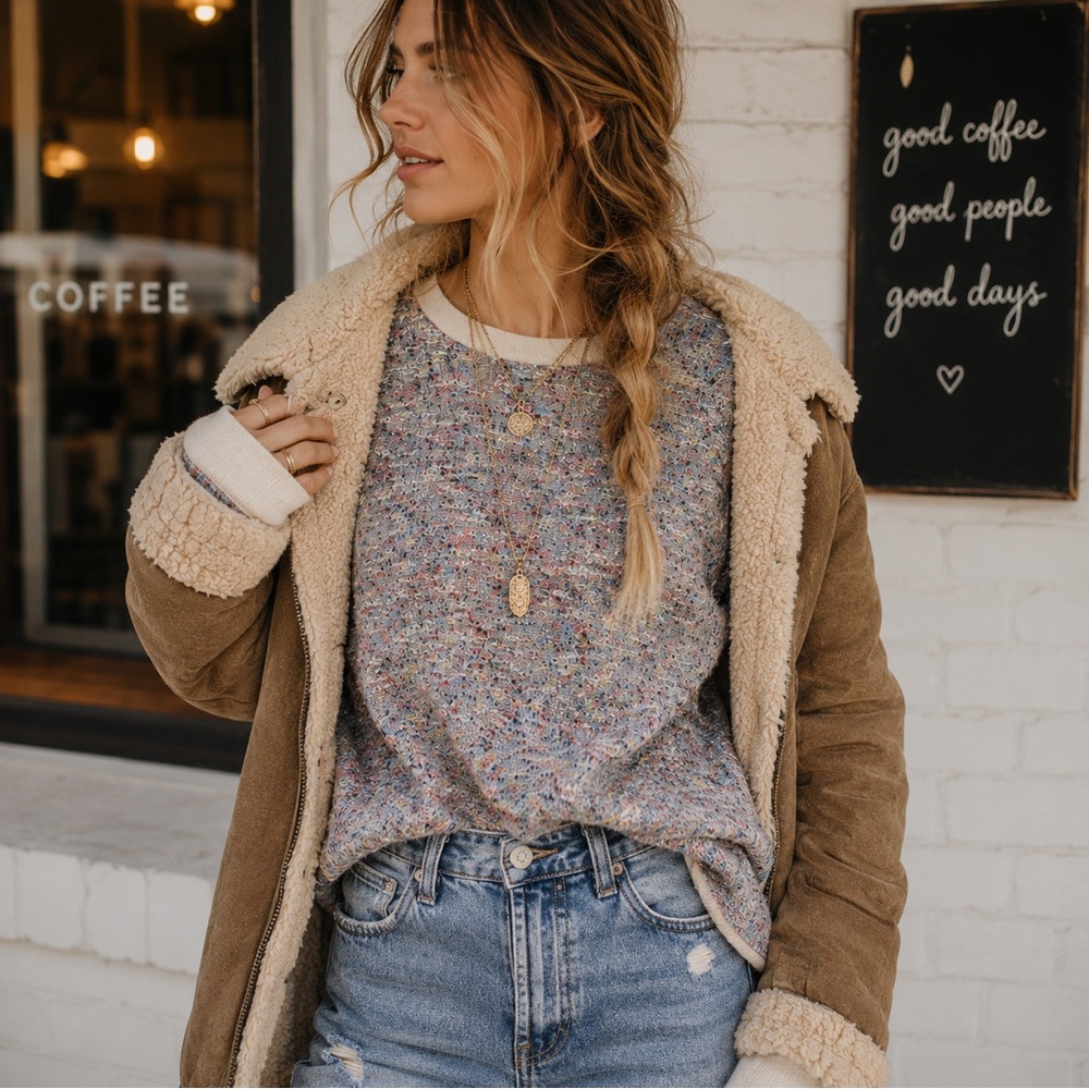 Cooperative Anthropologie Rainbow Confetti Textured Speckled Knit Sweater M